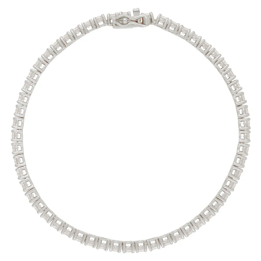 Pave 925 Sterling Silver Tennis Bracelet