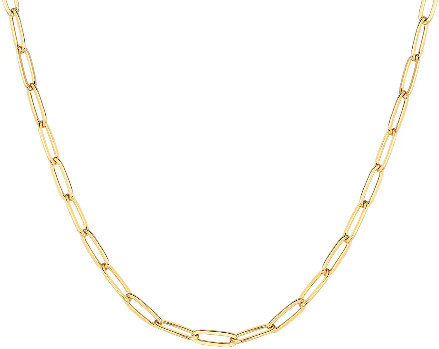 PAVOI 14K Gold Plated Curb Paperclip Box Sphere Bead Snake and Figaro Chain Adjustable Necklace