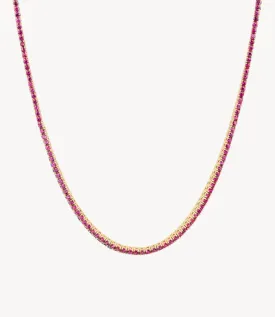 Pink Sapphire Tennis Necklace