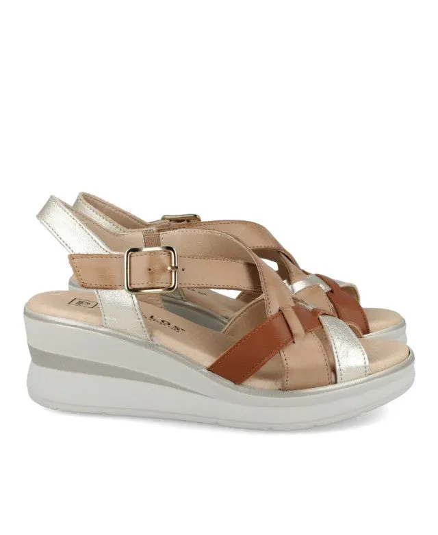 Pitillos 5614 Taupe Leather Wedge Sandal