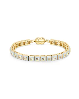 Pyramid Stud Tennis Bracelet- Baby Blue- Gold