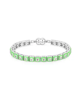 Pyramid Stud Tennis Bracelet- Bright Green- Silver