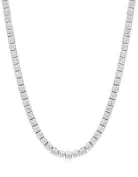 Pyramid Stud Tennis Necklace- Silver