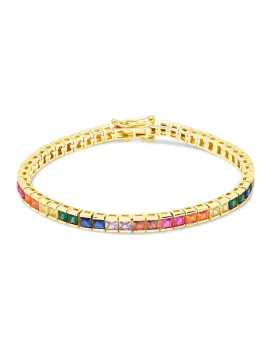 Rainbow Channel Set CZ Tennis Bracelet