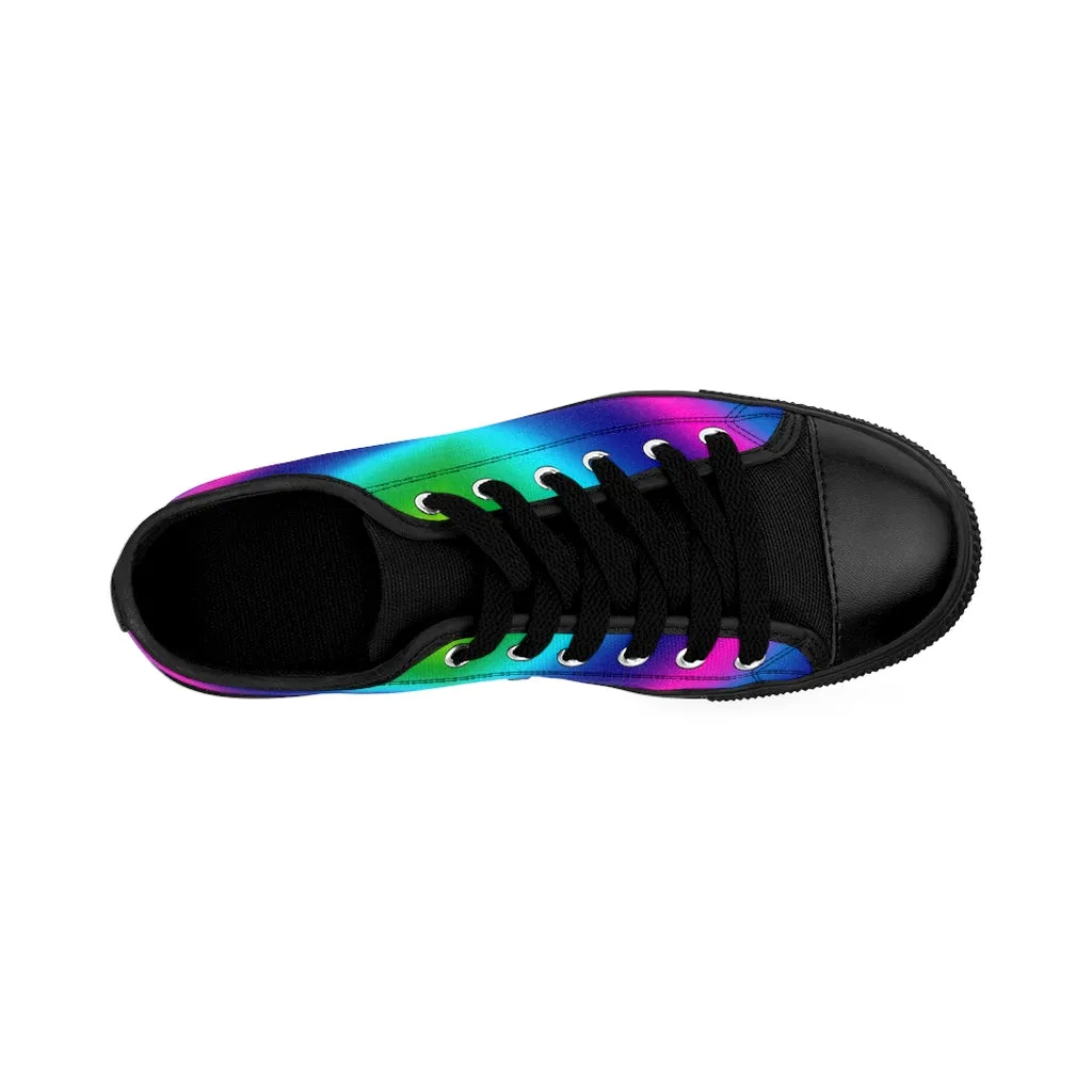 Rainbow Ombre Men's Sneakers, Gay Pride Colorful Futuristic Low Top Shoes For Men (US Size: 7-14)