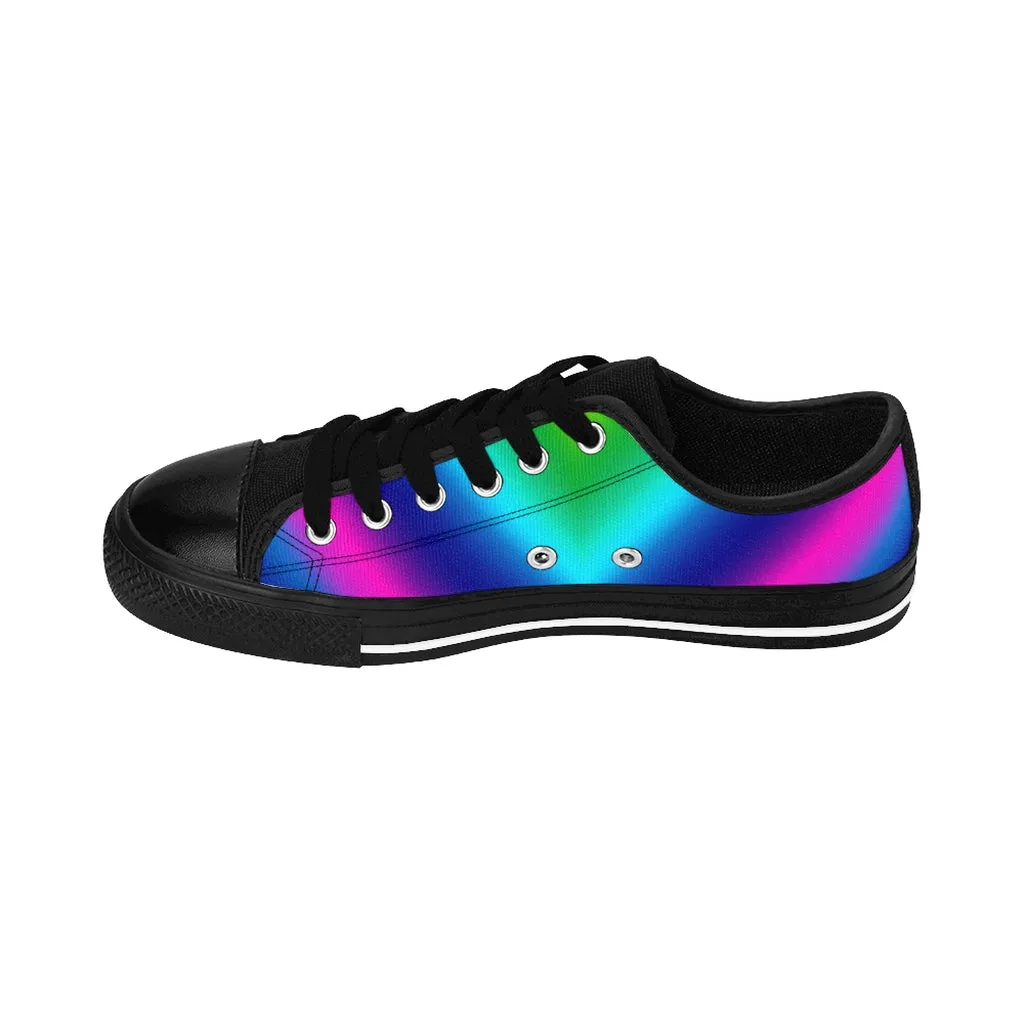 Rainbow Ombre Men's Sneakers, Gay Pride Colorful Futuristic Low Top Shoes For Men (US Size: 7-14)