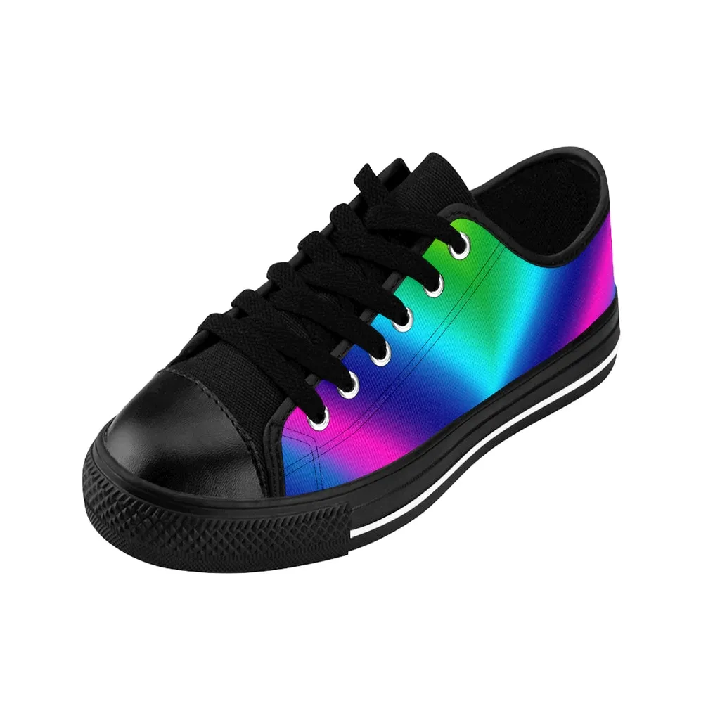 Rainbow Ombre Men's Sneakers, Gay Pride Colorful Futuristic Low Top Shoes For Men (US Size: 7-14)