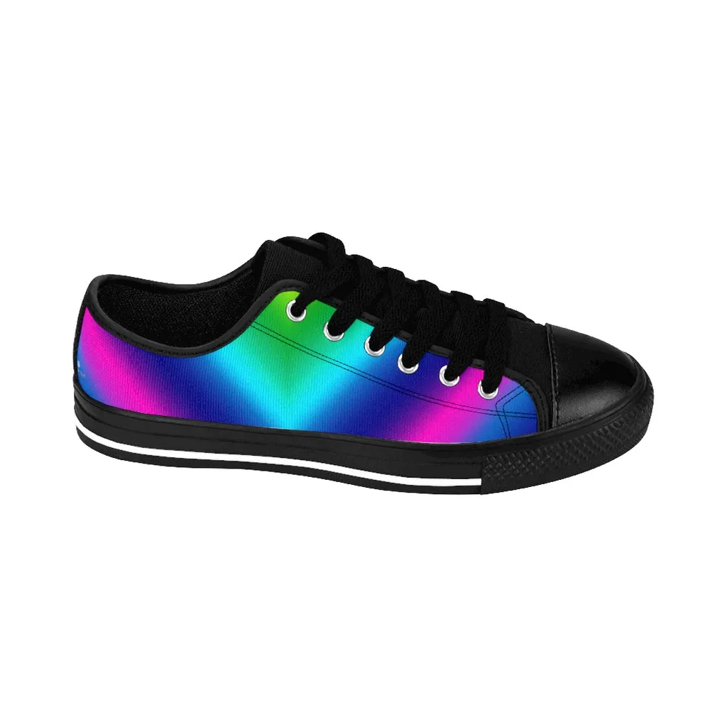 Rainbow Ombre Men's Sneakers, Gay Pride Colorful Futuristic Low Top Shoes For Men (US Size: 7-14)