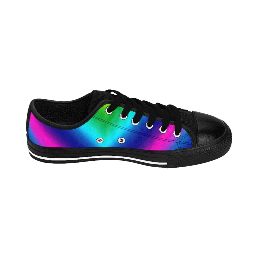 Rainbow Ombre Men's Sneakers, Gay Pride Colorful Futuristic Low Top Shoes For Men (US Size: 7-14)