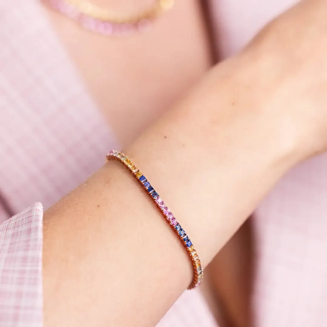 Rainbow Sapphire Tennis Bracelet