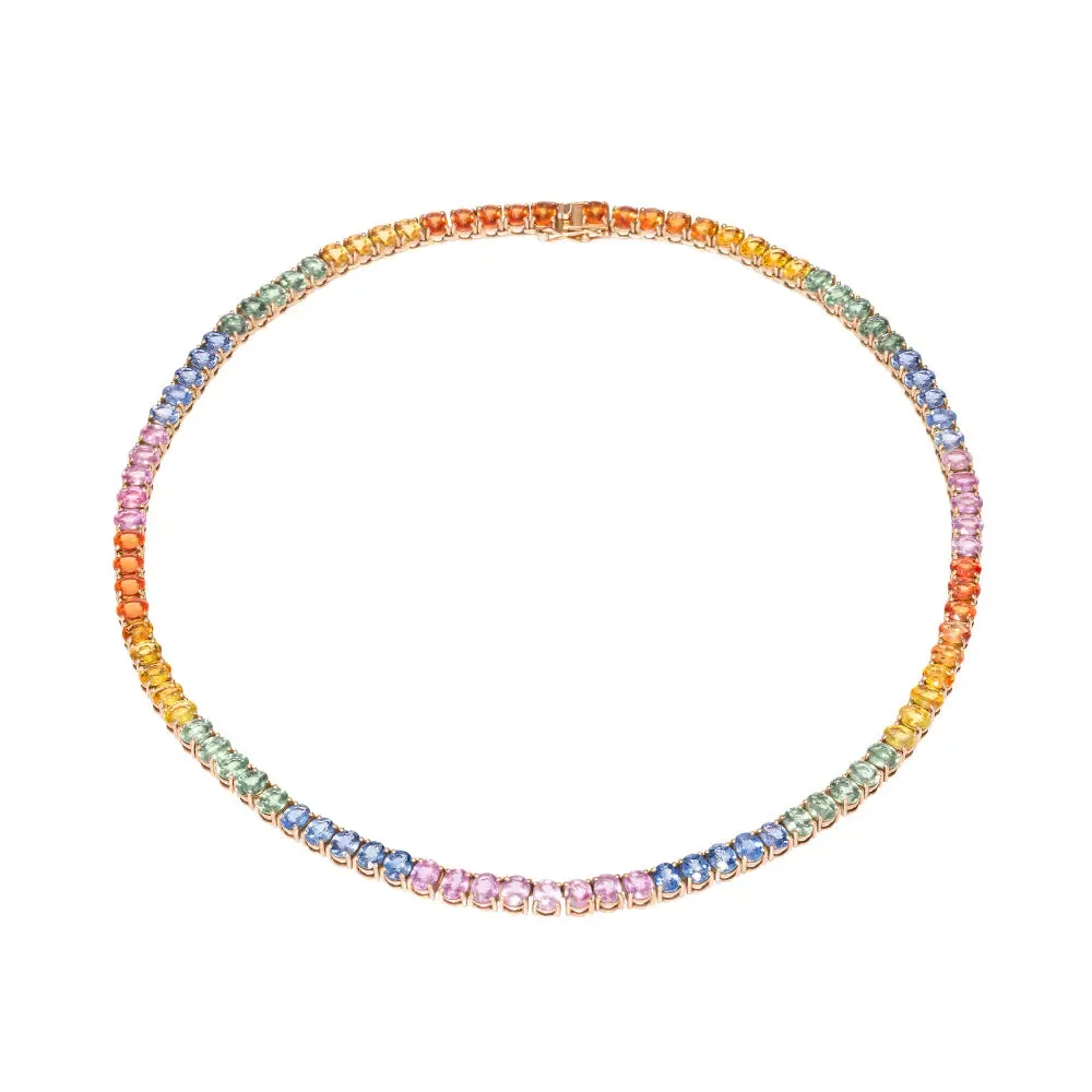 Rainbow Sapphire Tennis Necklace