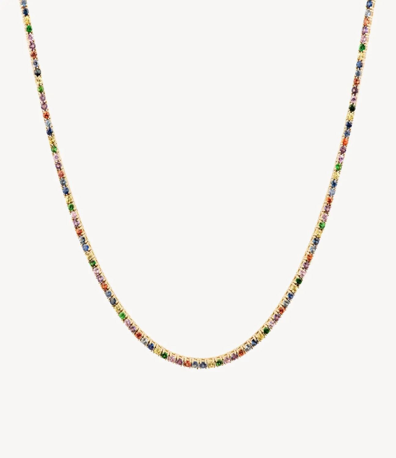 Rainbow Sapphire Tennis Necklace