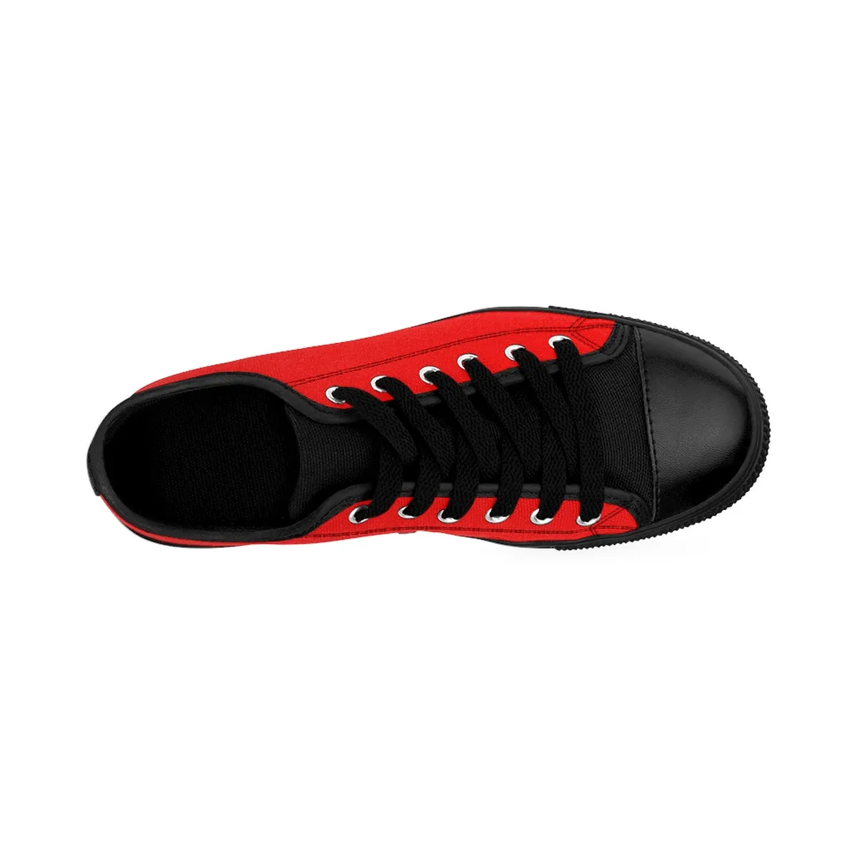 Red Hot Men's Low Tops, Red Solid Color Designer Men's Running Fashion Tennis Sneakers Low Top Shoes