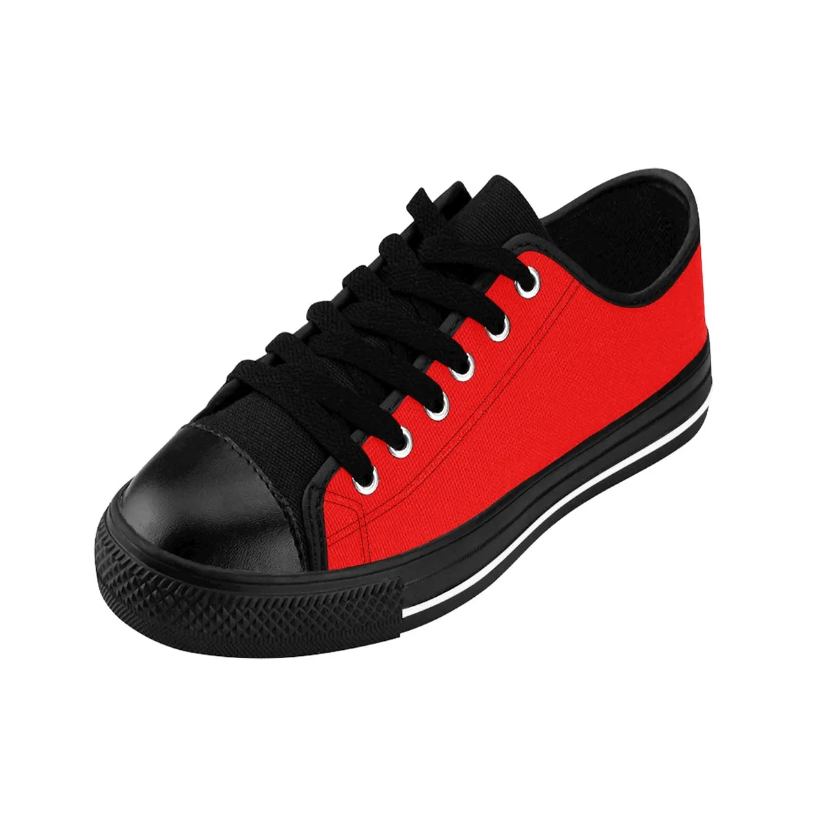 Red Hot Men's Low Tops, Red Solid Color Designer Men's Running Fashion Tennis Sneakers Low Top Shoes