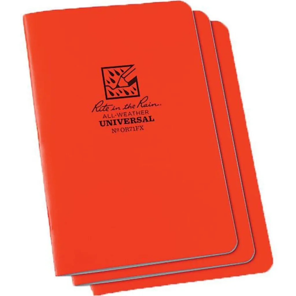 3-Pack Rite in the Rain All-Weather Notebooks, 4 5/8 x 7, Bright Orange, Staple-Bound