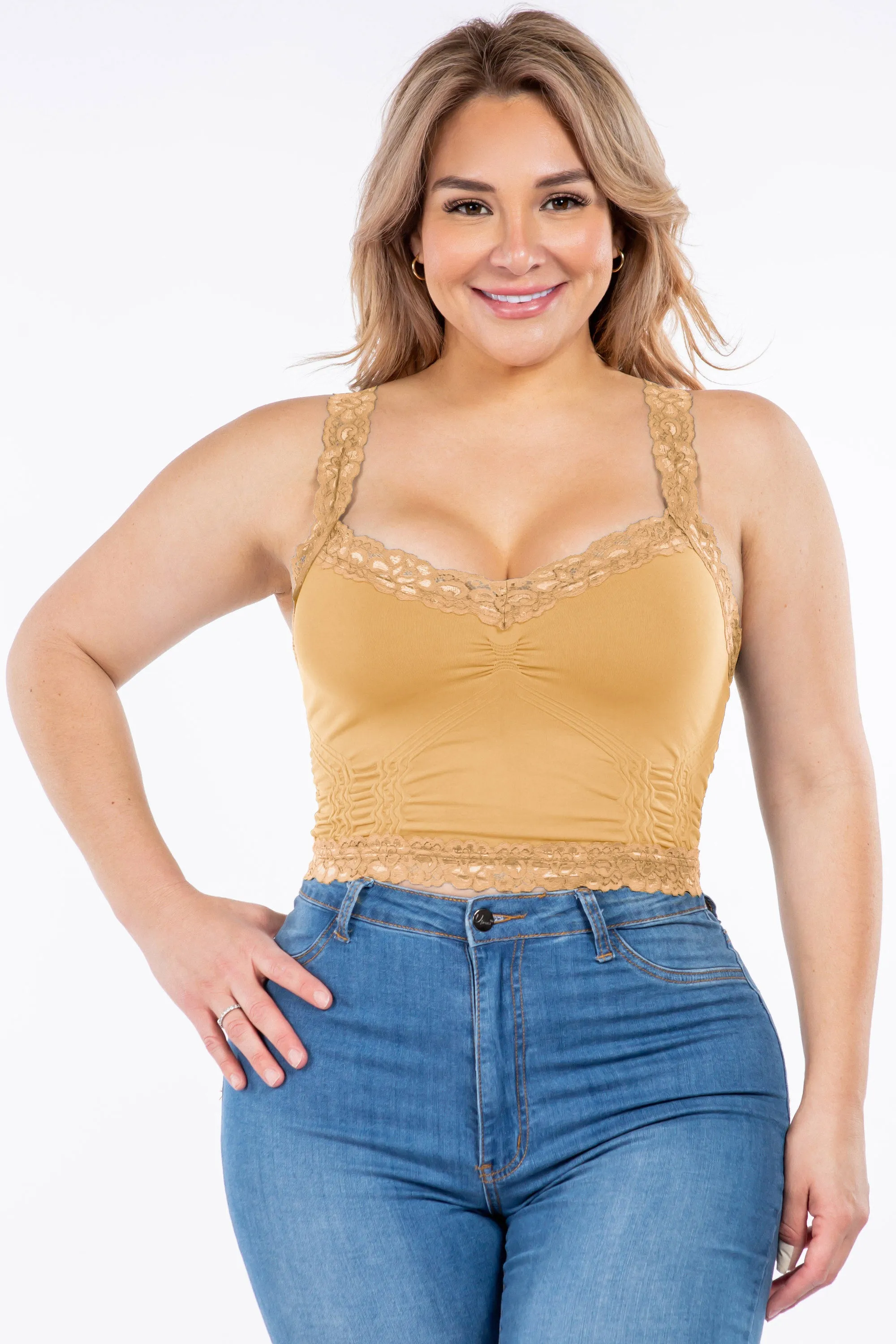 Seamless Bralette Camisole with Lace (Plus Size)