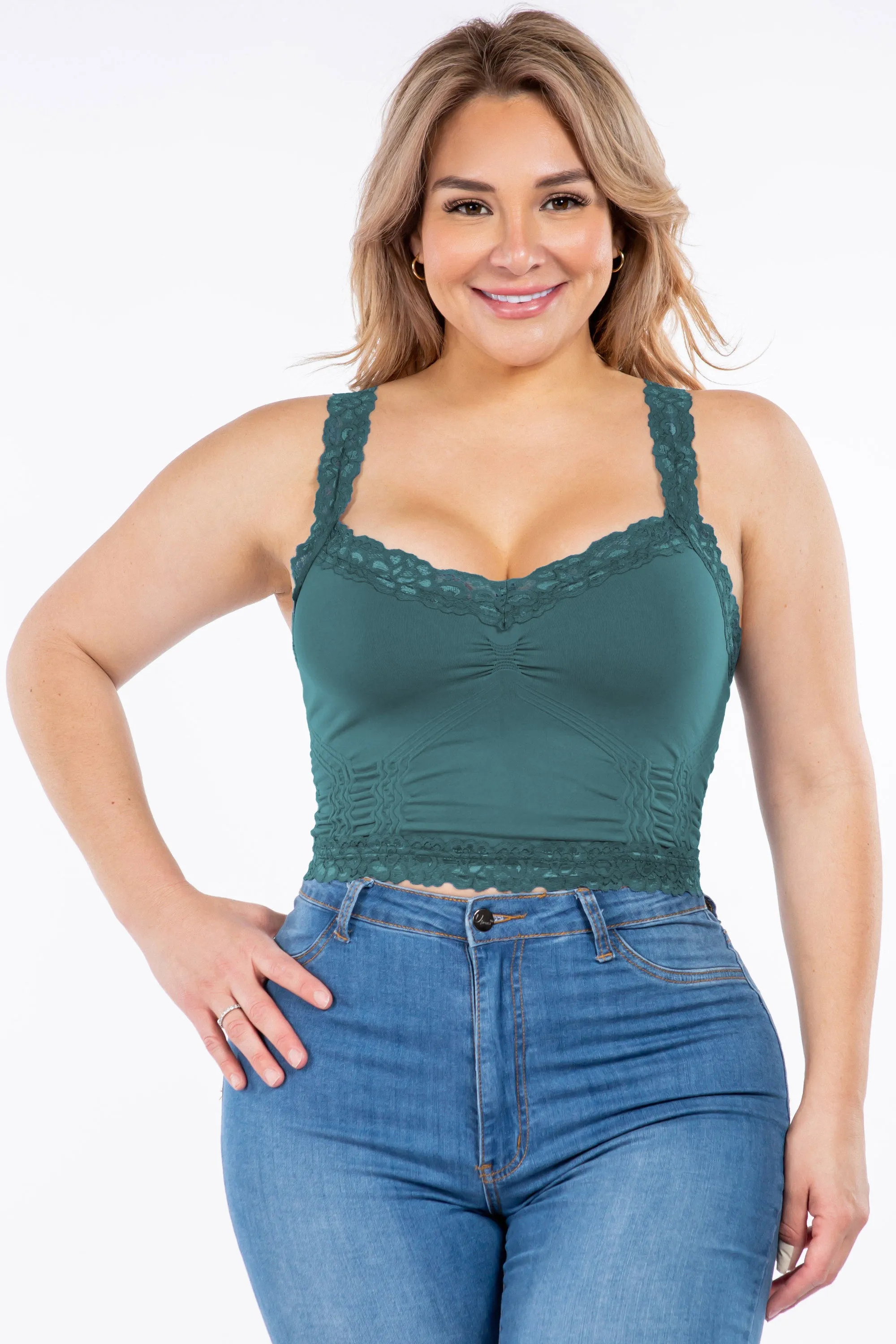 Seamless Bralette Camisole with Lace (Plus Size)