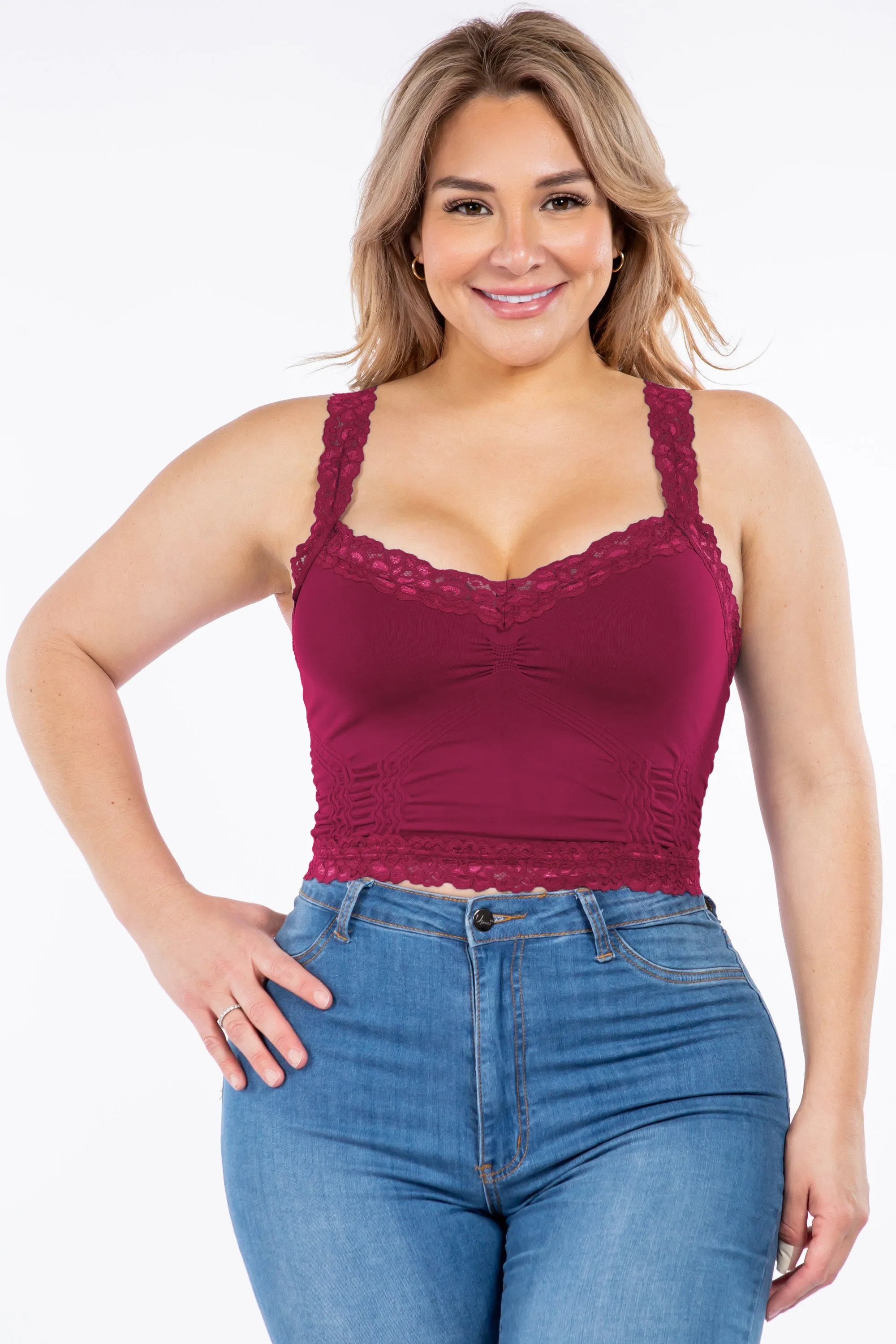 Seamless Bralette Camisole with Lace (Plus Size)