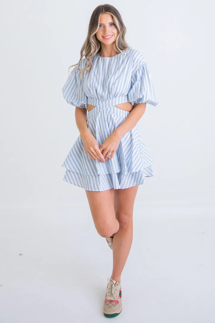 Stripe Poplin Cut-Out Dress