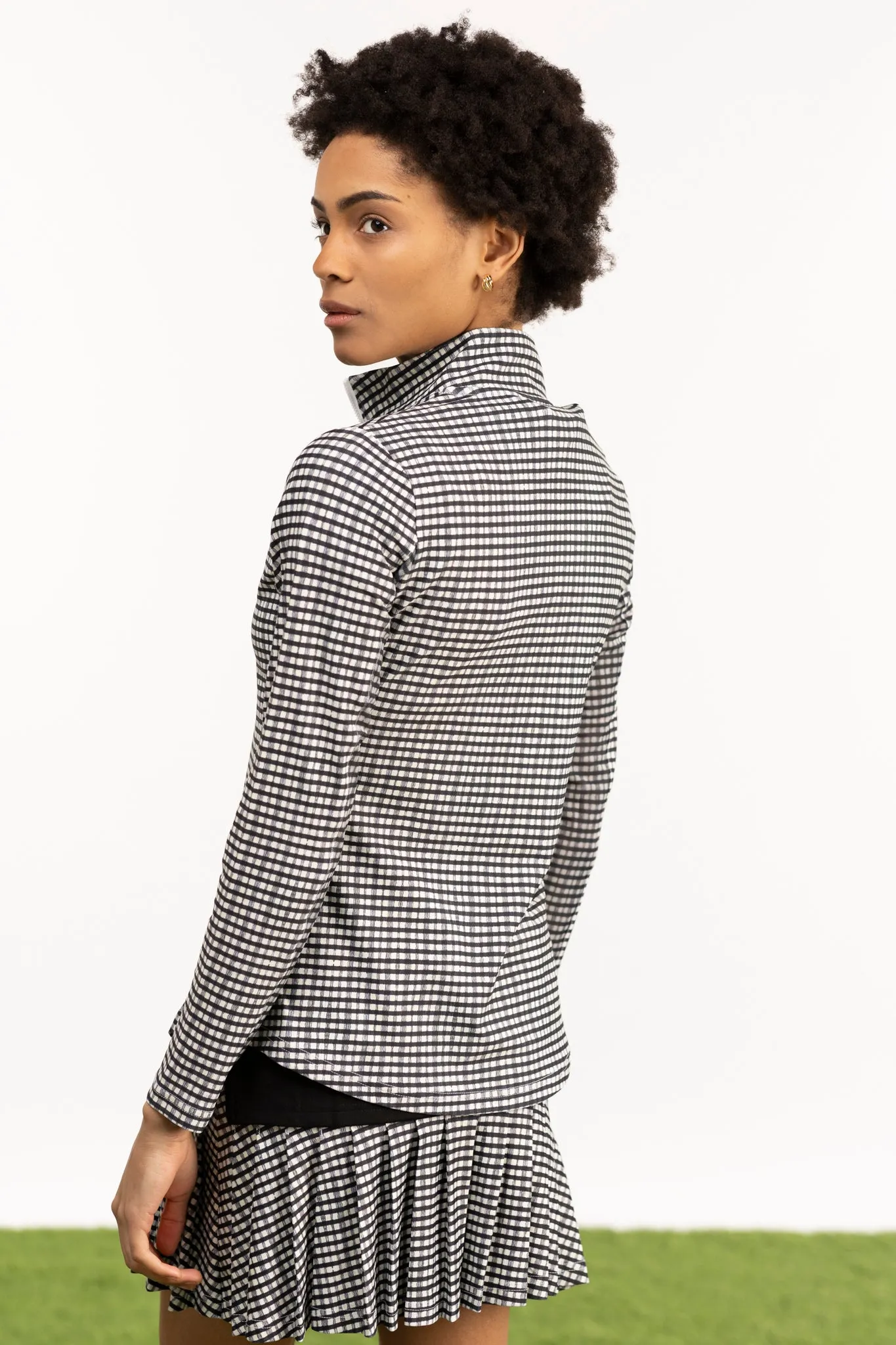 The Ava 1/4 Zip - French Gingham