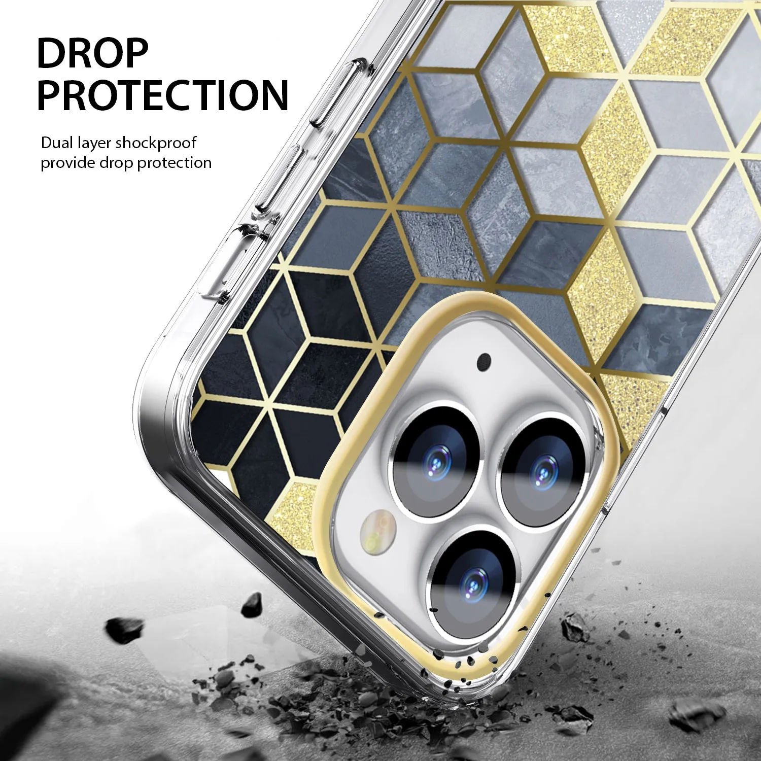 Tough On iPhone 14 Pro Max Case Golden Marble