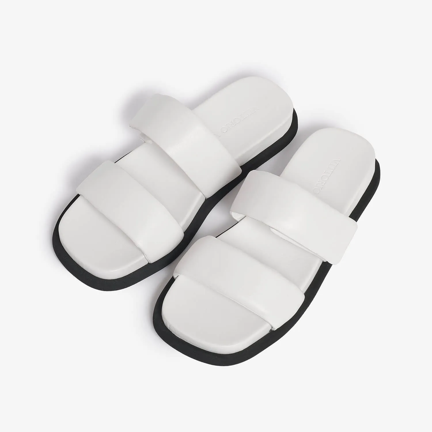 Women's leather slider sandal