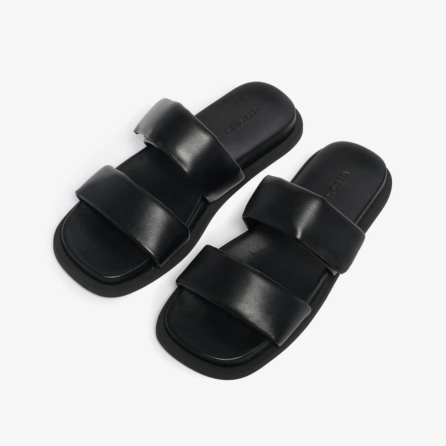 Women's leather slider sandal