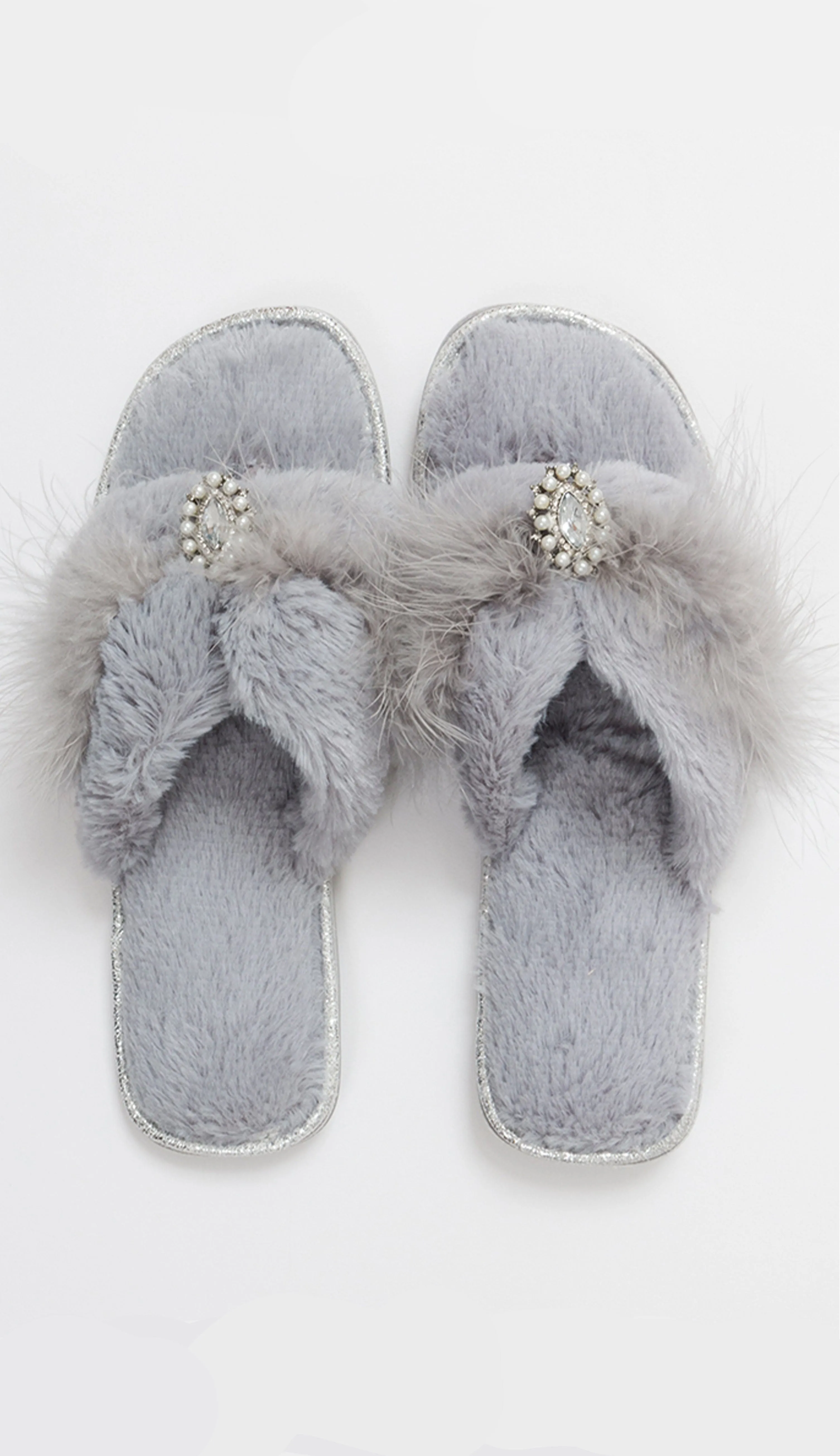 Zoe Slippers - Silver Grey