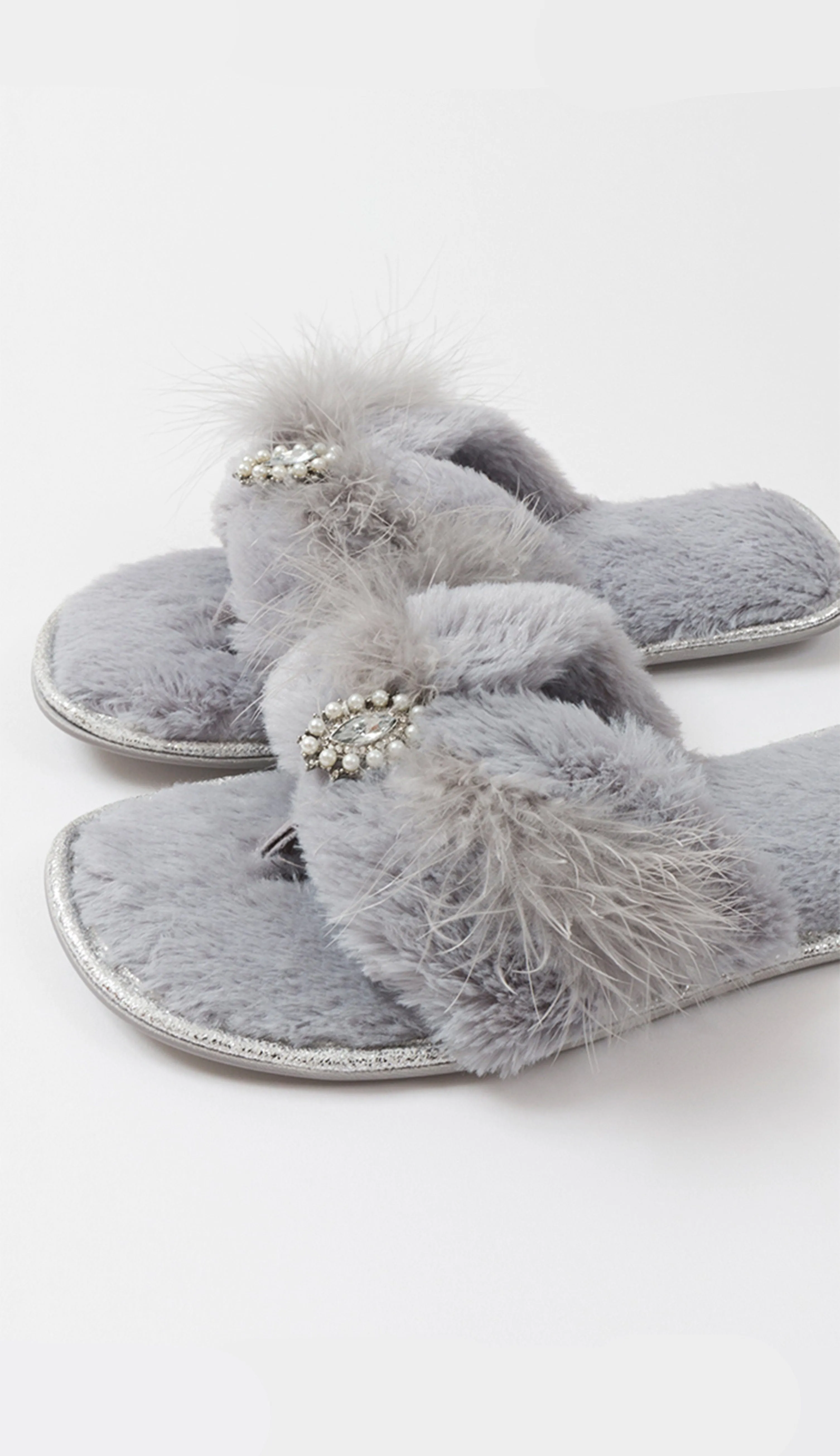 Zoe Slippers - Silver Grey